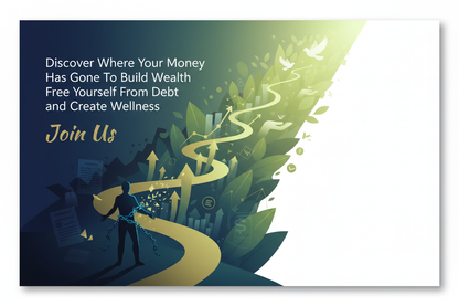 At 25 people have already highness debt for the next 20 years exhausted people spend more money and stressed people spend fast then the system create stress request-from-them-impossible challenges put them under financial pressure and permanent comparisons. This same system tell them they're late and not good enough and sell to them the solution. Design a 16:9 flyer of a workshop around this them : Discover Where Your Money Has Gone To Build Wealth Free Yourself From Debt and Create Wellness. Join US 
