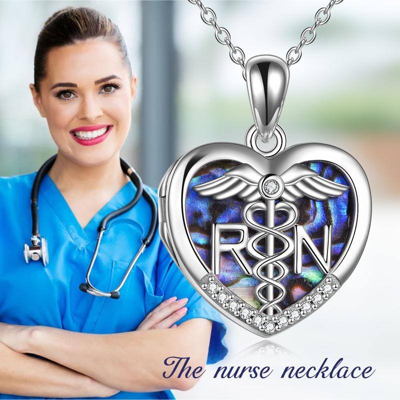 Sterling Silver Caduceus Angel Nursing Themed Pendant Necklace