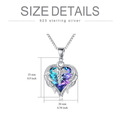 Nurse Gifts for Women 925 Sterling Silver Nurse Necklace with Caduceus Angel Wing Heart Charm