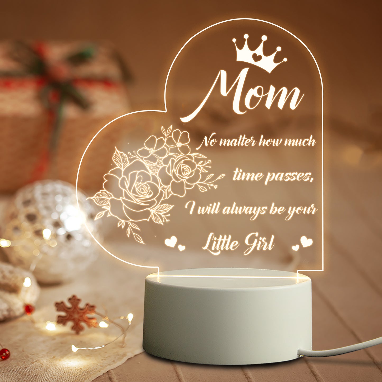 Mother's Day Birthday Personalized Gift USB LED 3D Night Light Bedroom Decoration Bedside Table Lamp Unique Gift For Mom