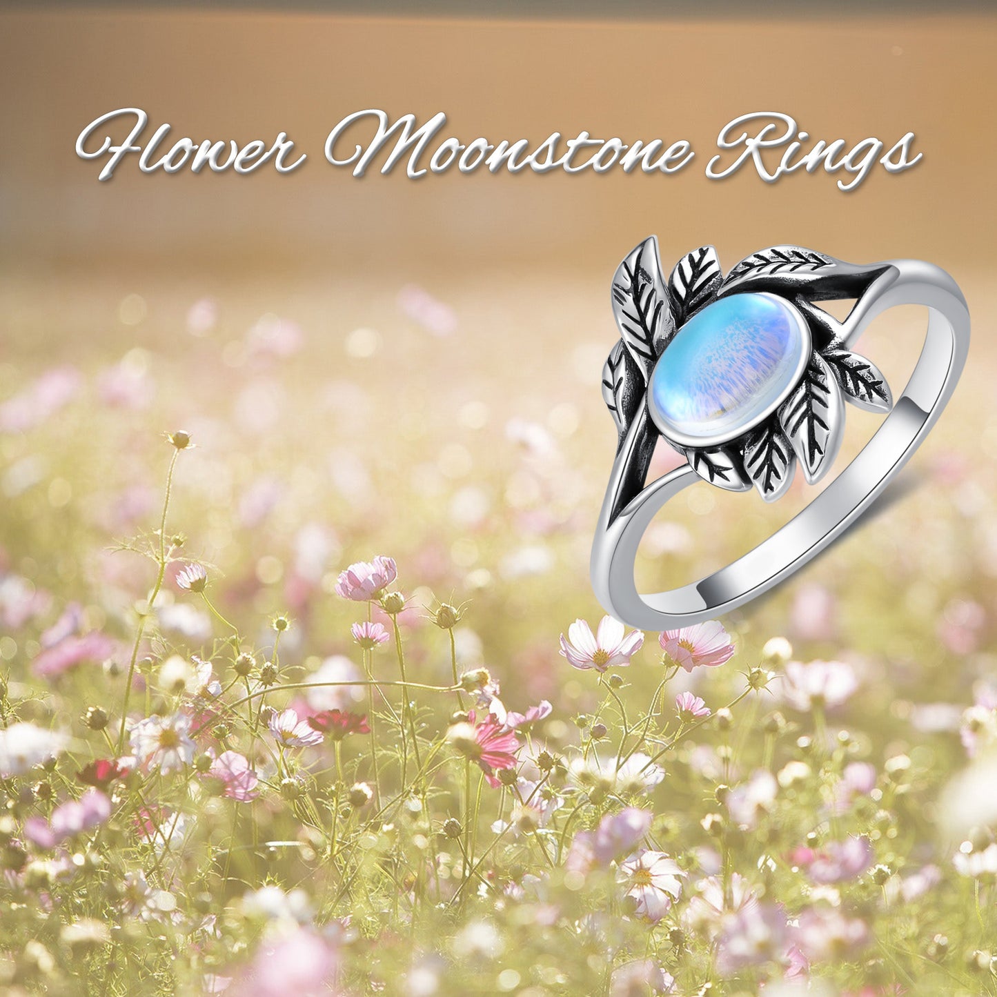 Moonstone Ring Sterling Silver Jewelry Gifts for Women